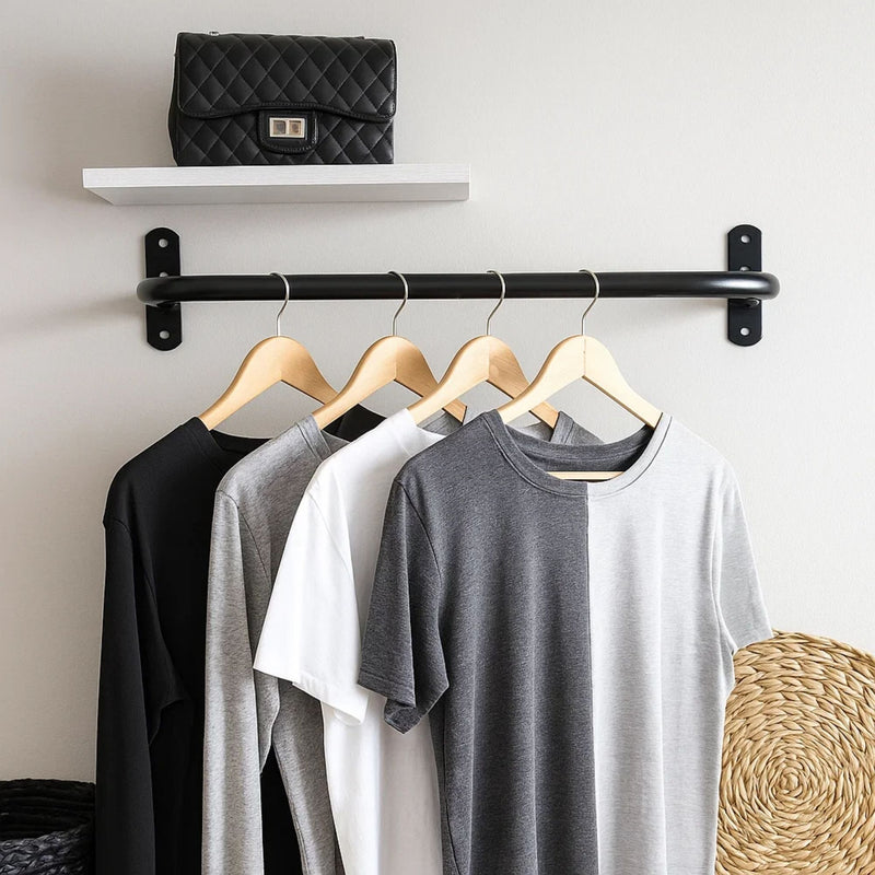 Arara Cabideiro de Parede 80cm Reto Cromado Expositor de Roupas para Loja Closet