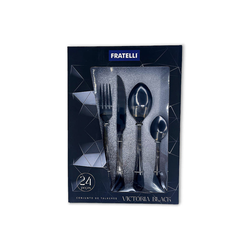 Faqueiro Conjunto Talheres Luxo Black 24 Peças Inoxidavel - Presente Park