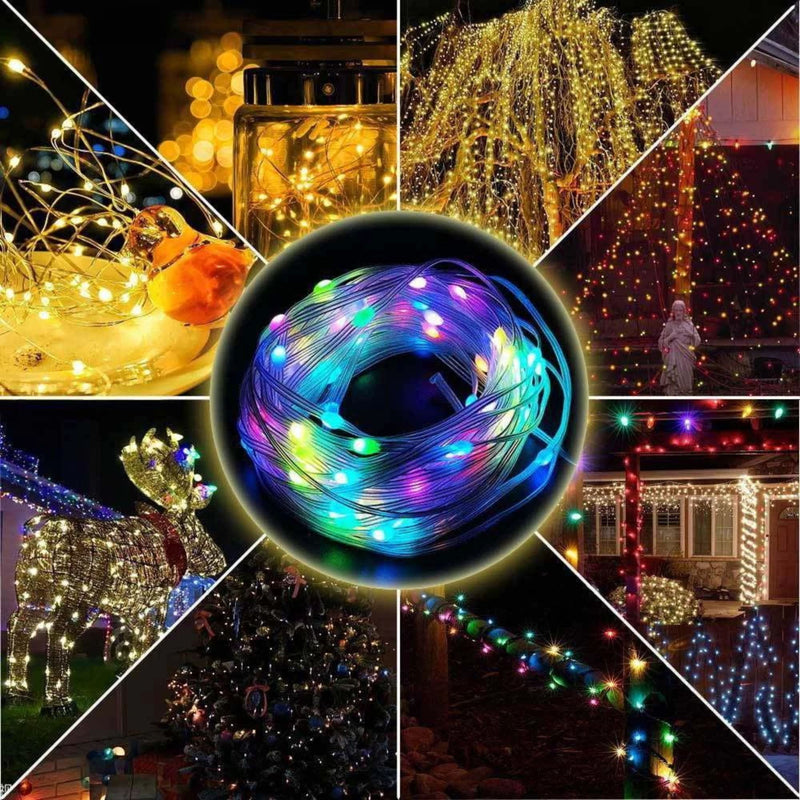 Cordão Pisca Pisca Led 50M 8 Modos 110V Tomada Decoração Iluminação Natal Natalina