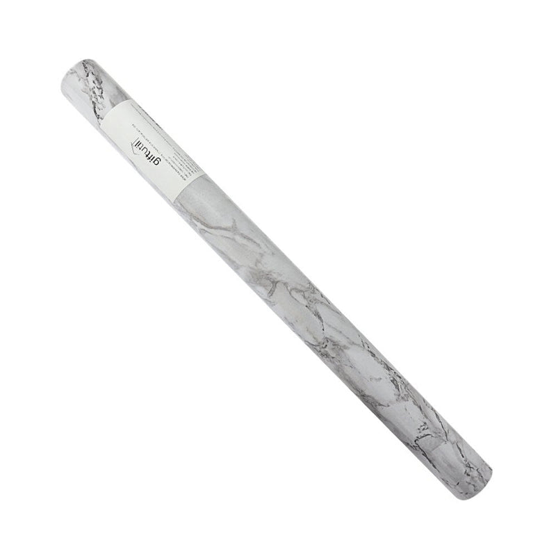 Papel de Parede PVC Marmorizado Preto e Branco - Presente Park