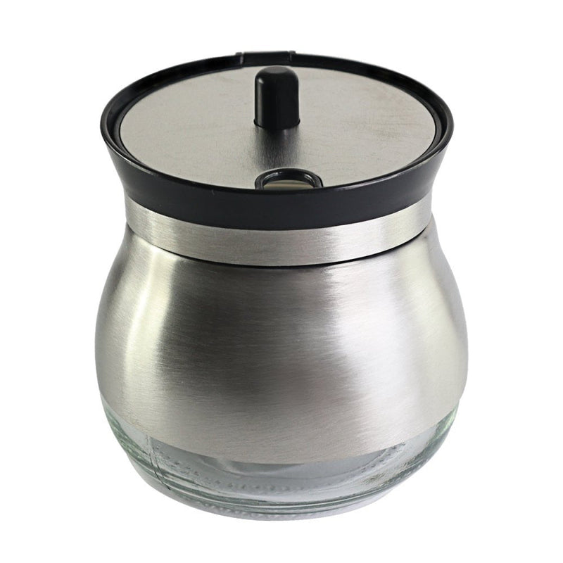 Açucareiro com Colher de Aço Inox e Fundo de Vidro - Presente Park