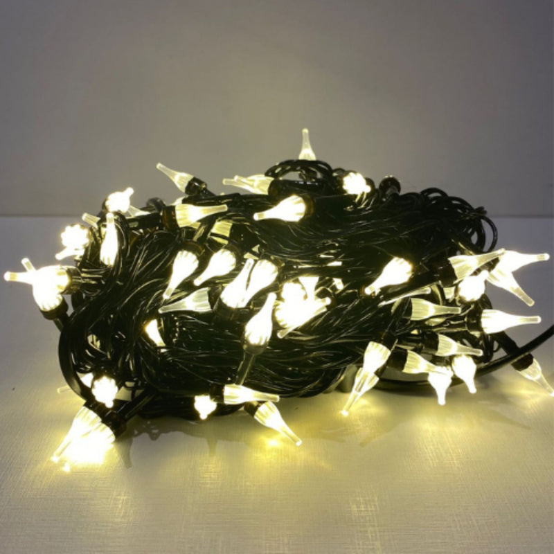 Cordão Pisca Pisca Led 9M 110V 100 Lampadas Formato Bico Decoração Natal Casamento Festas