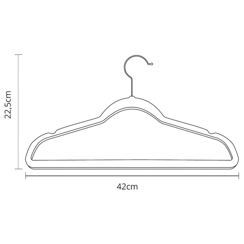 Kit 40 Cabides de Veludo Slim Adulto Antideslizante Ultrafino para Roupas Camisas Calças Vestido