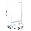 Cabideiro Arara de Roupa Aço Sapateira com Rodinhas para Quarto Closet Vitrine Loja