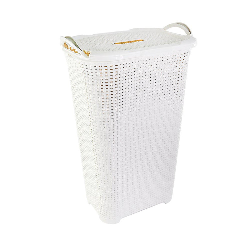 Cesto Rattan Tampa Basculada Branco - Presente Park