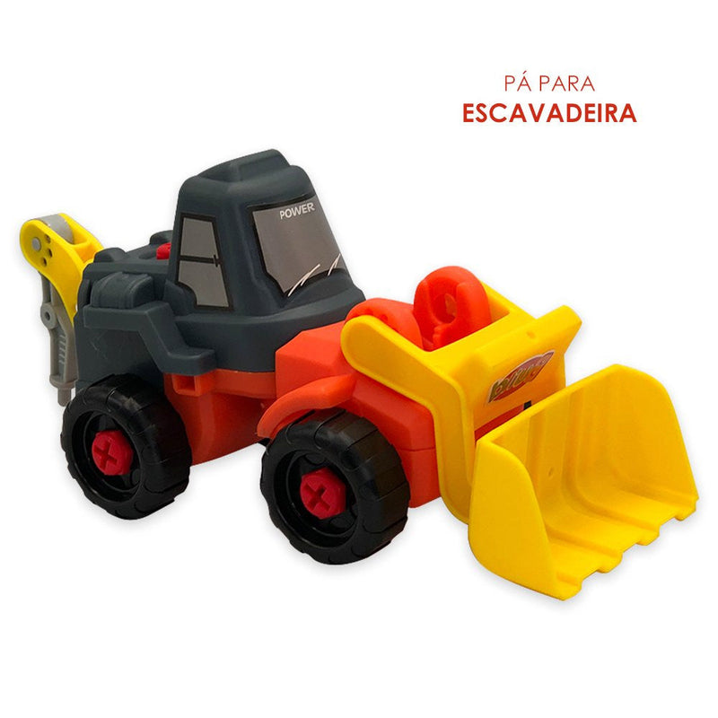 Kit Trator Escavadeira Guincho e Rolo 3 em 1 com Parafusadeira - Presente Park