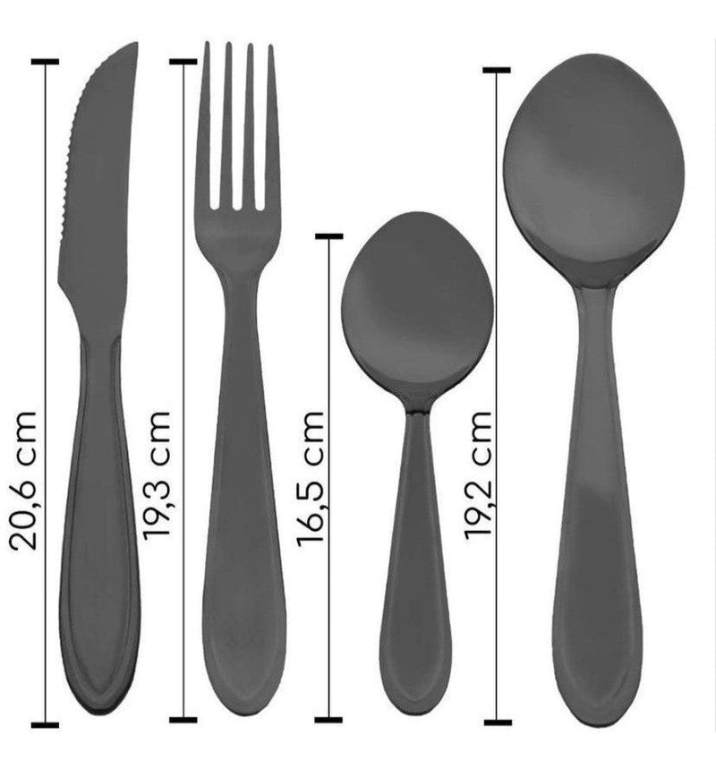 Faqueiro Jogo Talheres Black Aço Inox 24 Peças Sunshine - Presente Park