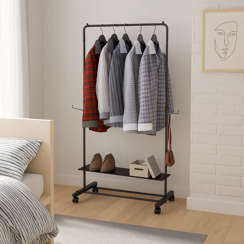 Cabideiro Arara de Roupa Aço Sapateira com Rodinhas para Quarto Closet Vitrine Loja