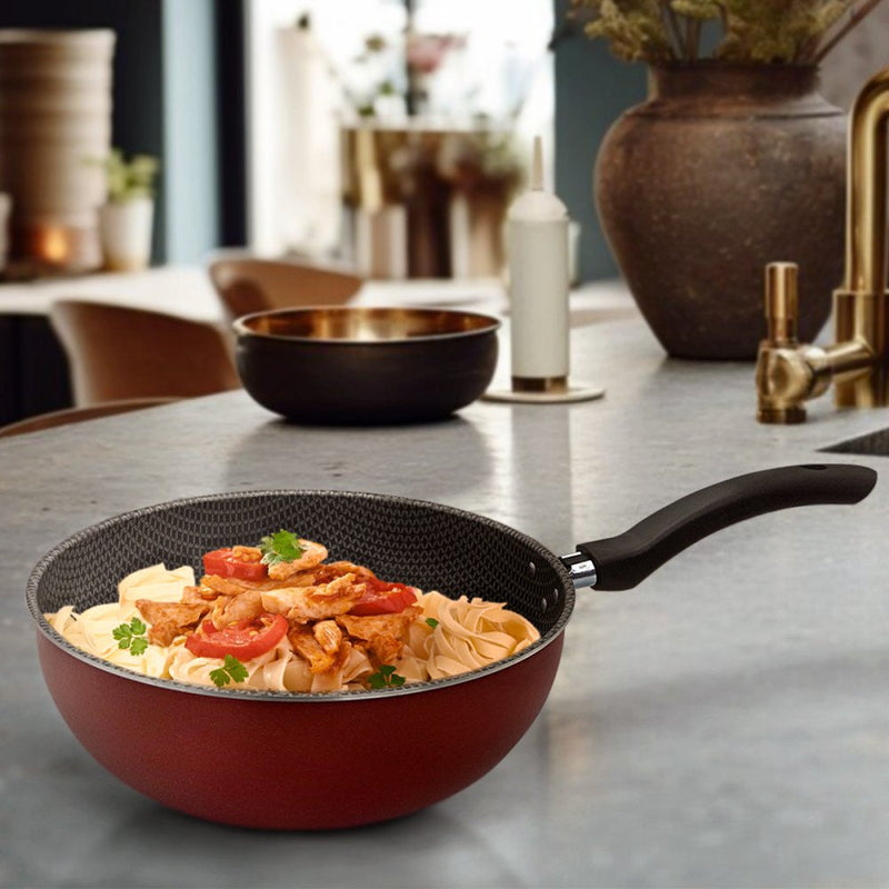 Frigideira Wok 24cm - Vermelha - Presente Park