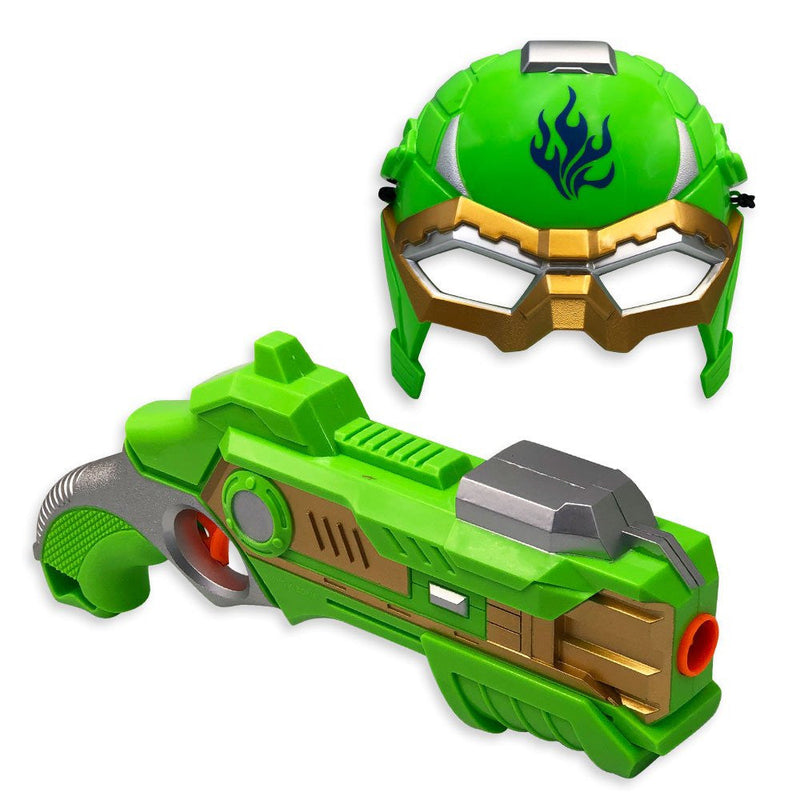 Kit Pistola Lançadora Dardos com Máscara - Verde - Presente Park