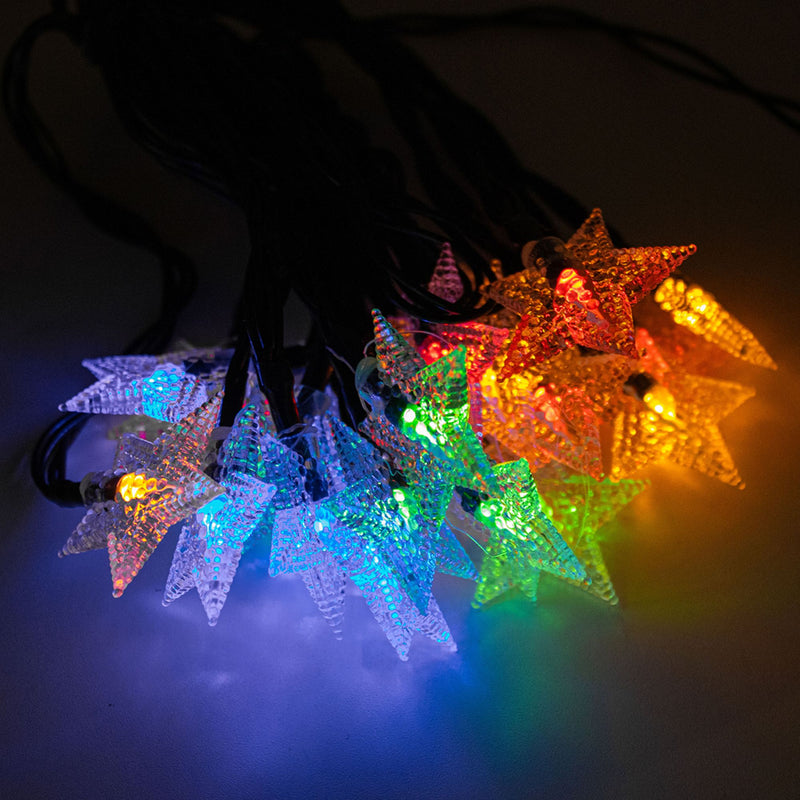 Cordão Pisca Pisca Led 5M 20L Formato Estrela com Carregamento Solar Iluminação Natal Festas