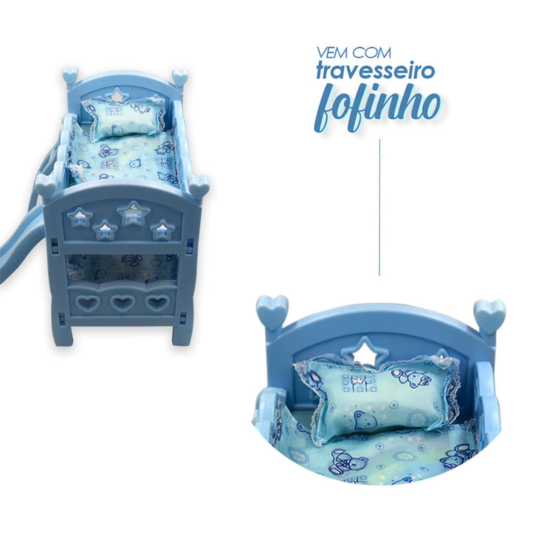 Berço de Brinquedo com Escorregador Azul - Presente Park