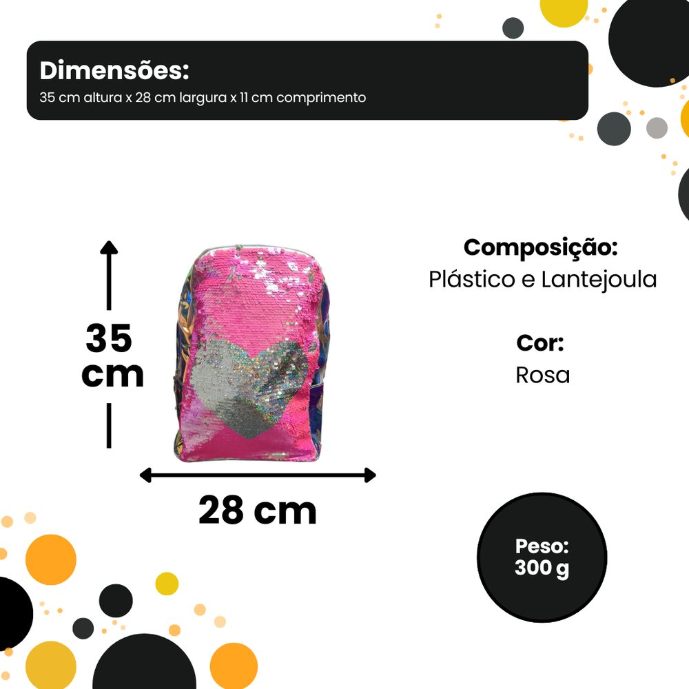 Mochila Infantil de Costas Menina Bolsa Escolar Plástico Lantejoulas Holográficas - Imagem 5