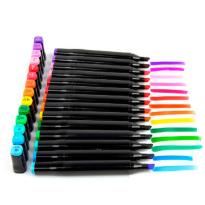 Kit Conjunto Marcadores com Estojo Ponta Dupla 48 Peças