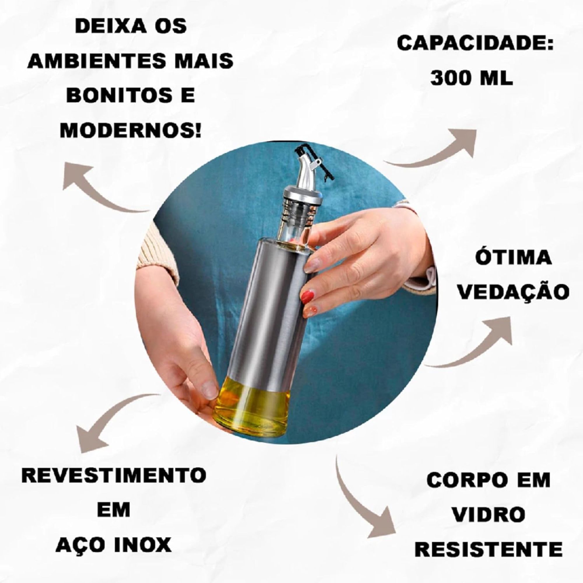 Dispenser de Temperos 300 ml Vidro com Inox - Imagem 4