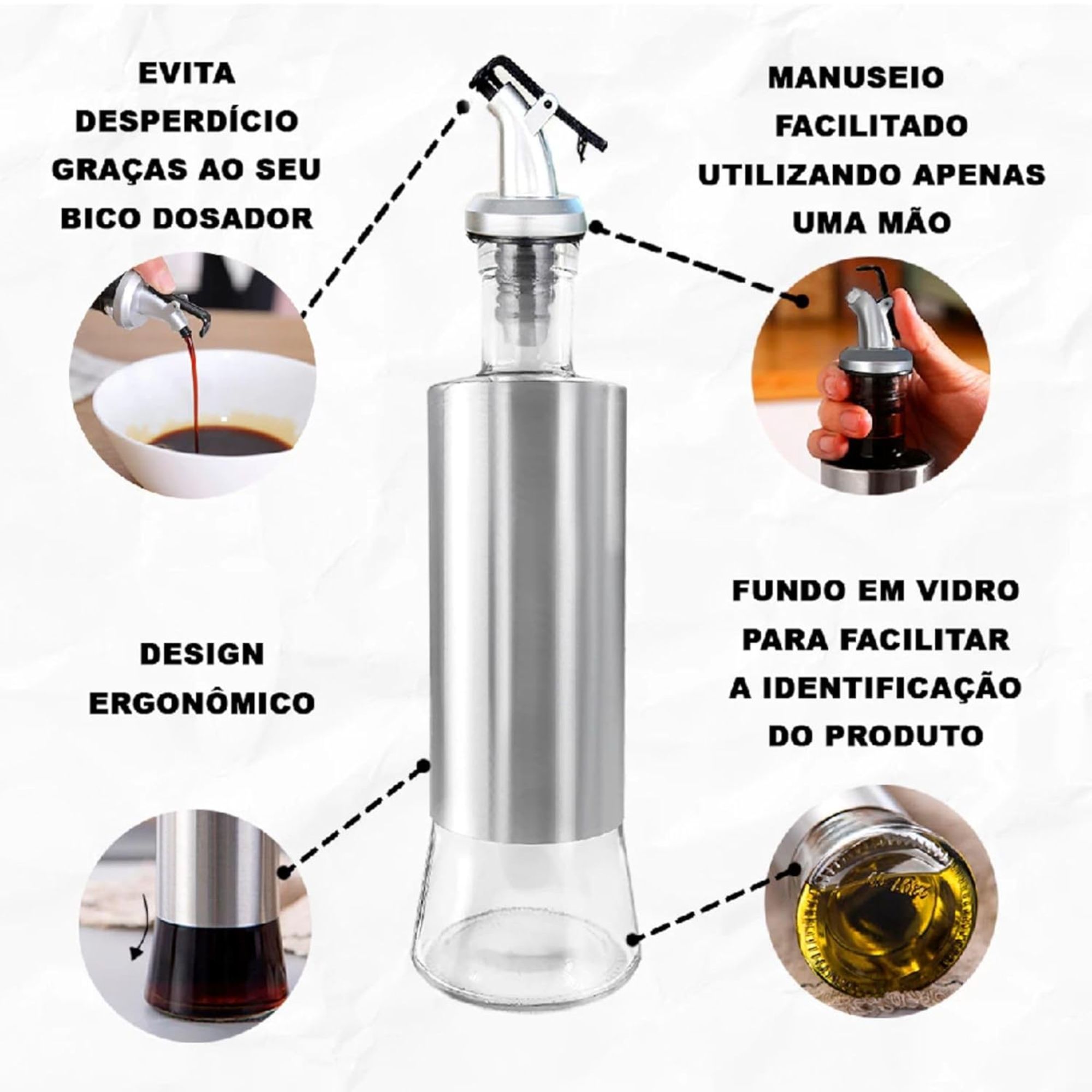 Dispenser de Temperos 300 ml Vidro com Inox - Imagem 5