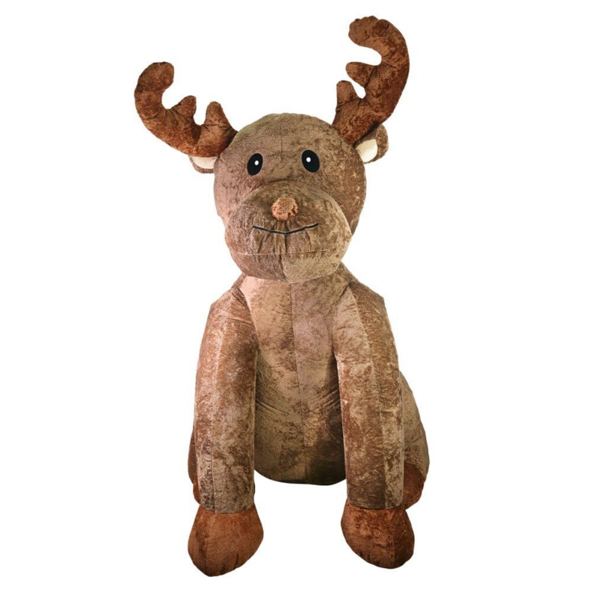 Decoração de Natal Rena Natalina Inflável Sentada Pelúcia Led Bivolt 2,44m