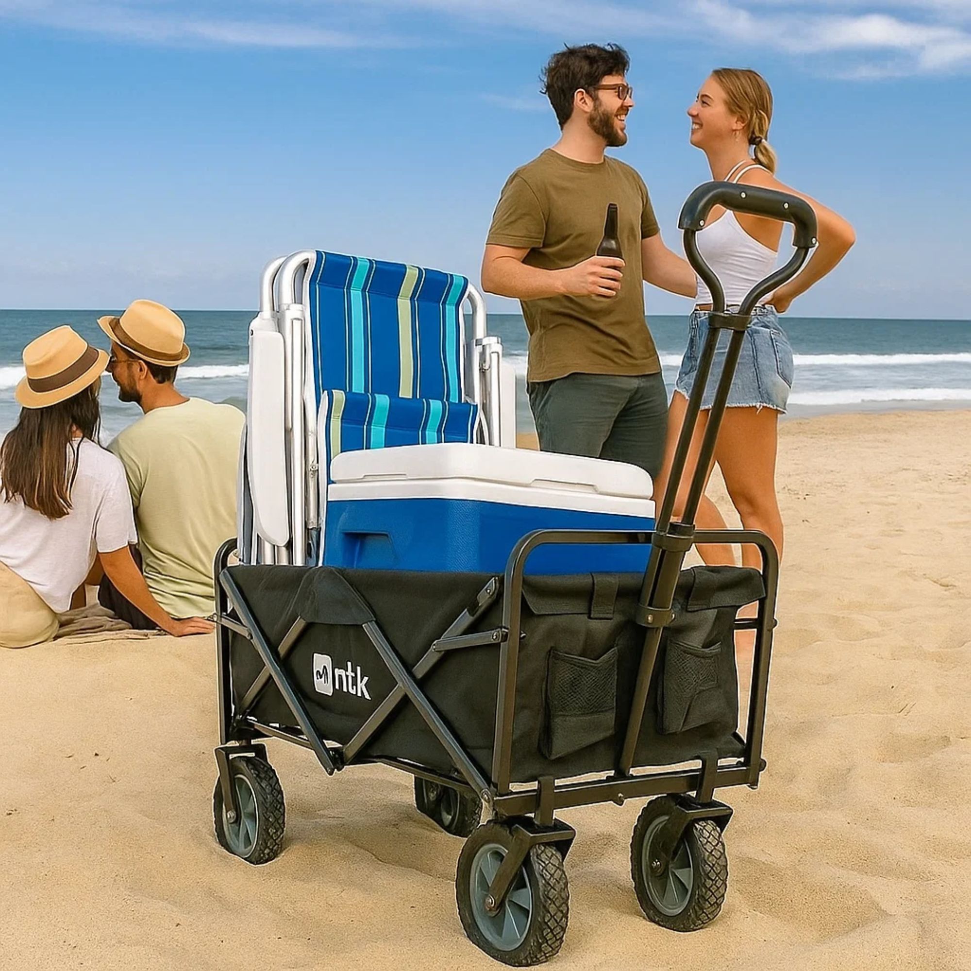 Carrinho Dobrável de Aço 80kg Resistente Portátil Fácil de Guardar para Praia, Mercado e Acampamento - Imagem 3