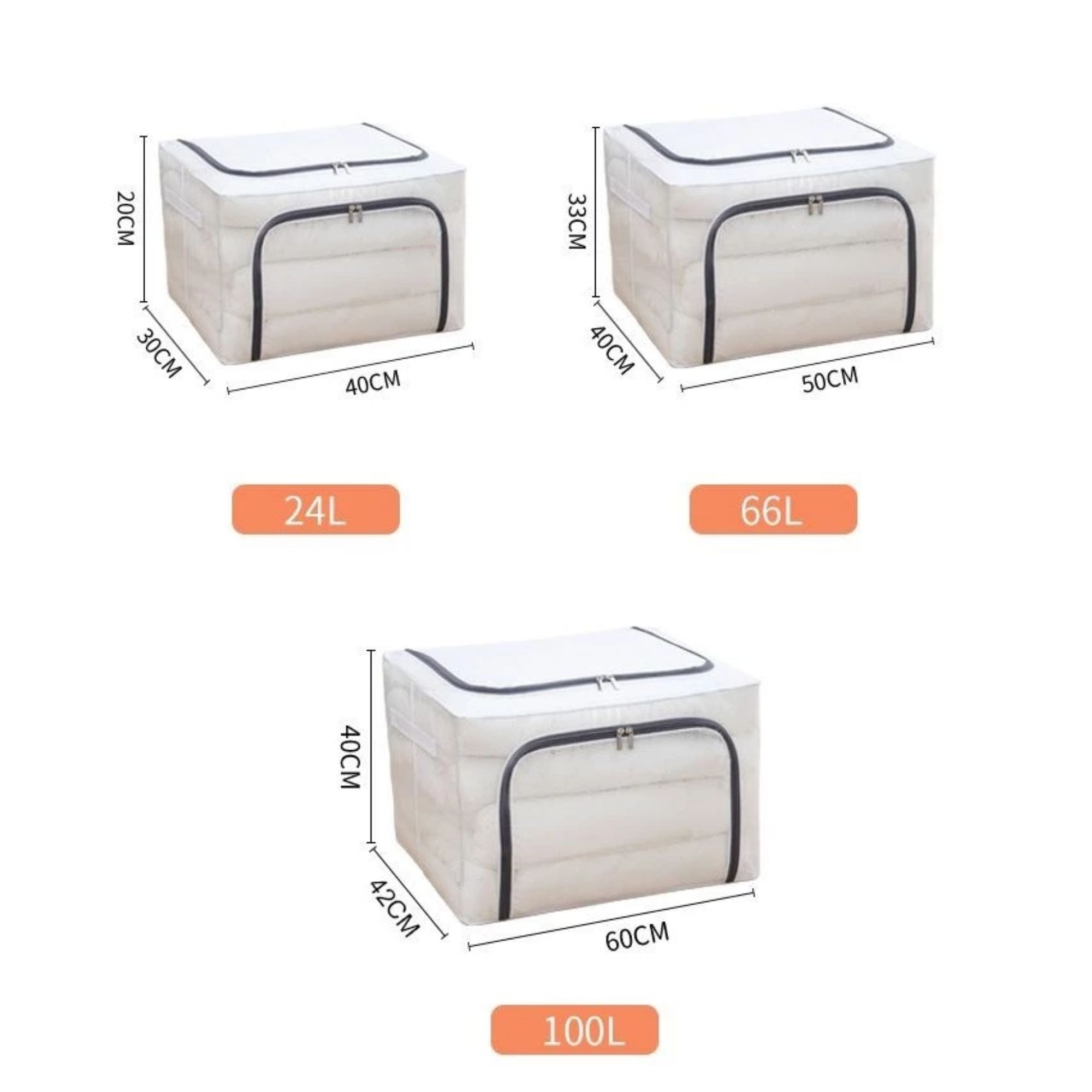 Organizador Multiuso Caixa Organizadora de Guarda Roupa com Zíper Antimofo (59x41x39cm) - Imagem 8