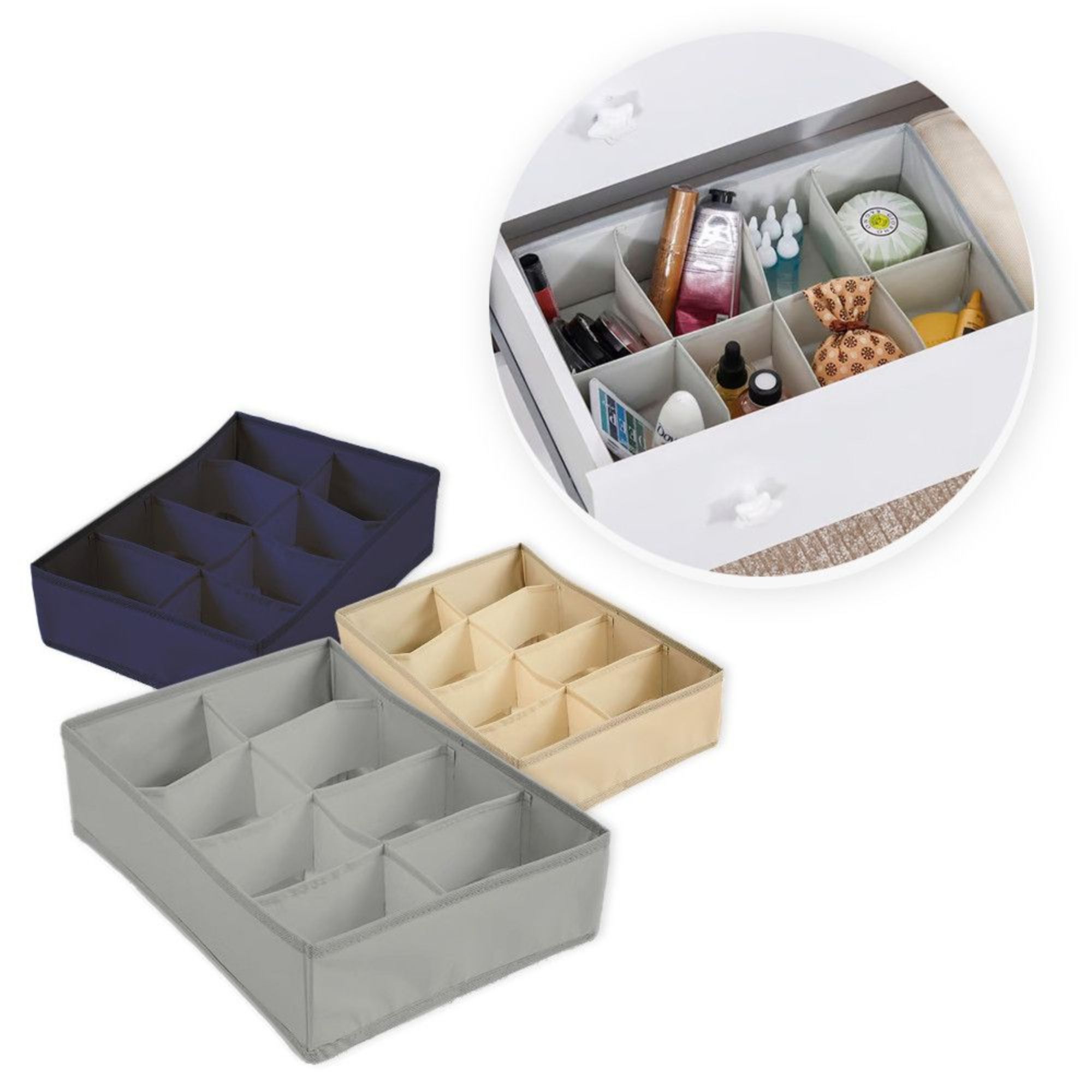 Colmeia Organizadora de Gaveta com 8 Divisórias Nicho para Roupas Intimas Closet Guarda-Roupa Mala - Imagem 2