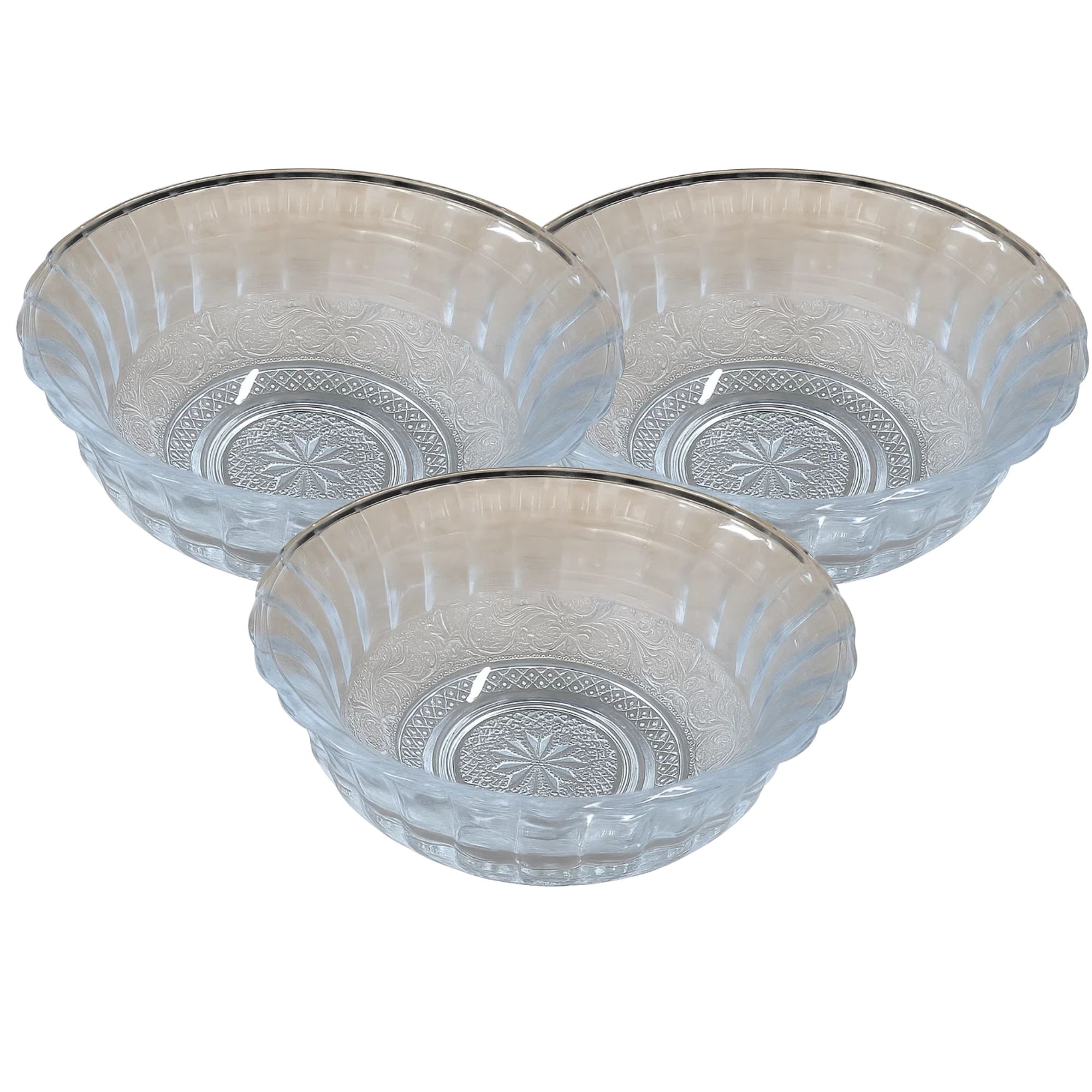 Jogo 3 Tigela Bowl de Vidro Taças Petisqueira Transparente para Sobremesa Sorvete Doces