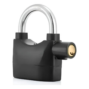 Cadeado Antifurto com Alarme Sonoro Curto para Motocicleta Bicicleta Moto 3 Chaves Bateria