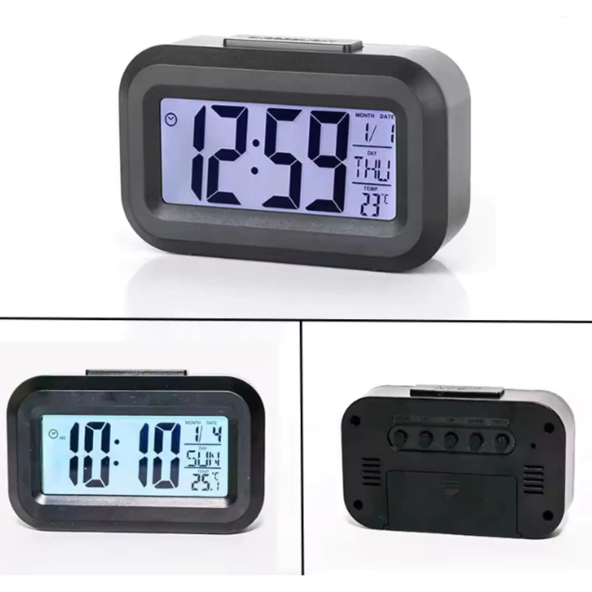 Relógio de Mesa Cabeceira Portátil Digital Despertador Led LCD Brilha no Escuro - Imagem 2