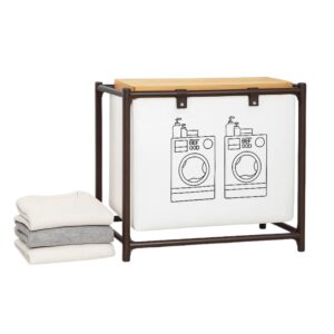 Cesto de Roupa Suja Simples Móvel com Rodas Organizador para Lavanderia Banheiro Organização