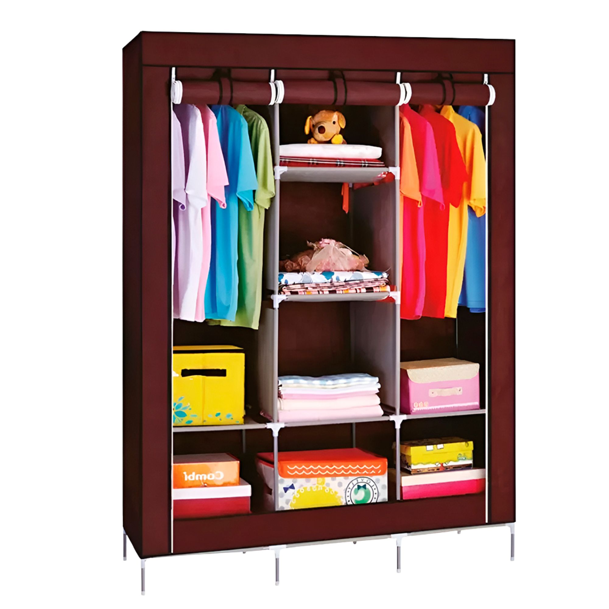 Guarda-Roupa Dobrável Armário Organizador Roupeiro Multiuso Cabideiro Arara Sapateira Portátil