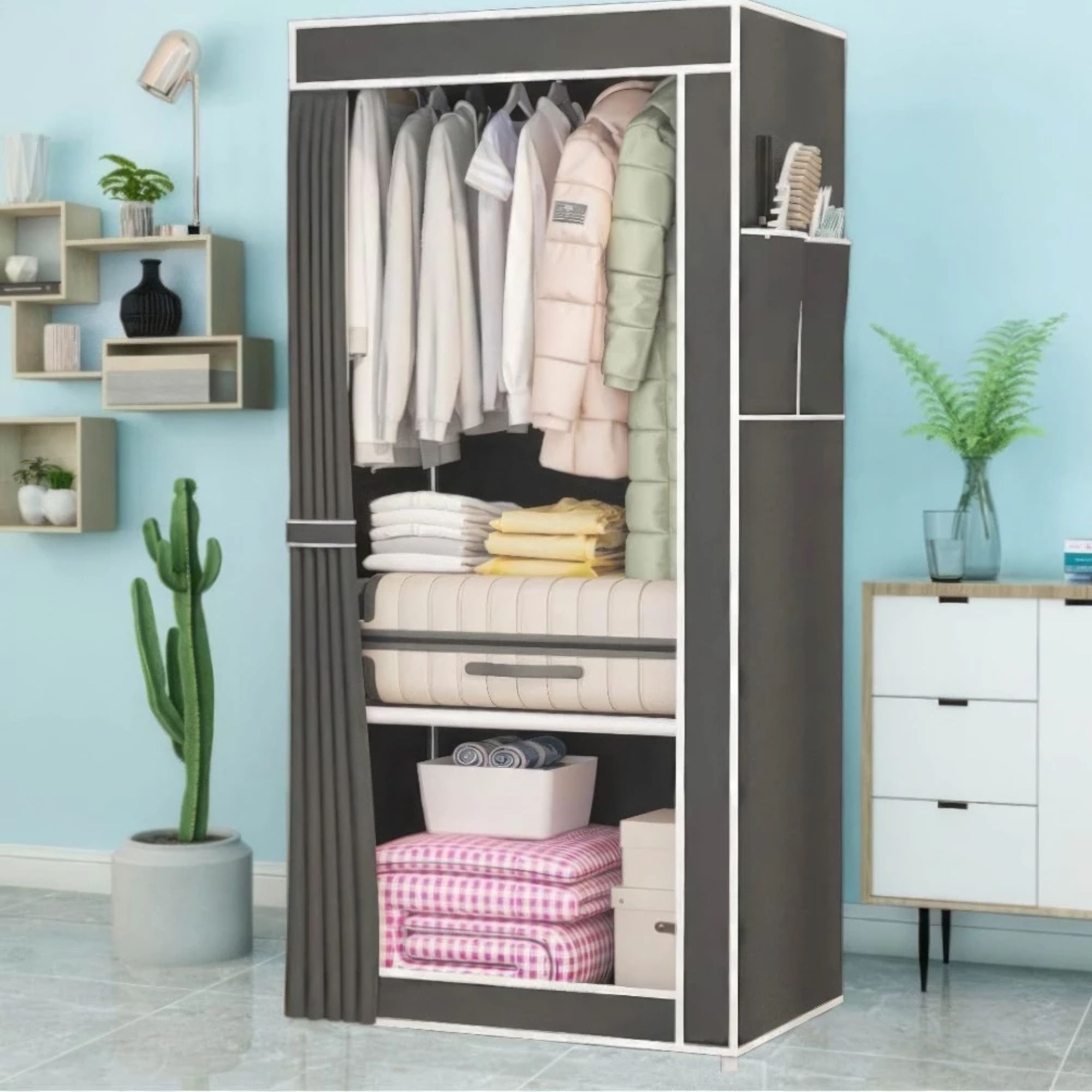 Guarda Roupa Dobrável Mini Organizador de Roupas Solteiro Portátil Multiuso Desmontável