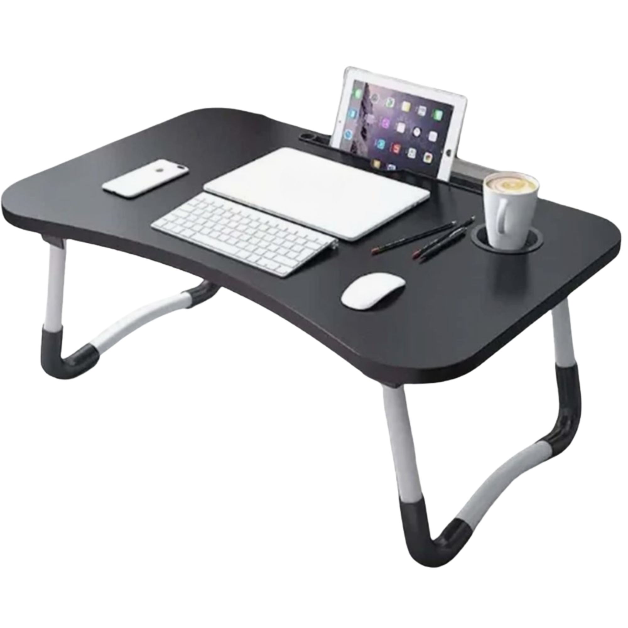 Mesa Dobrável Madeira Portátil para Estudo Notebook Utilidades com Suporte para Copo - Imagem 9