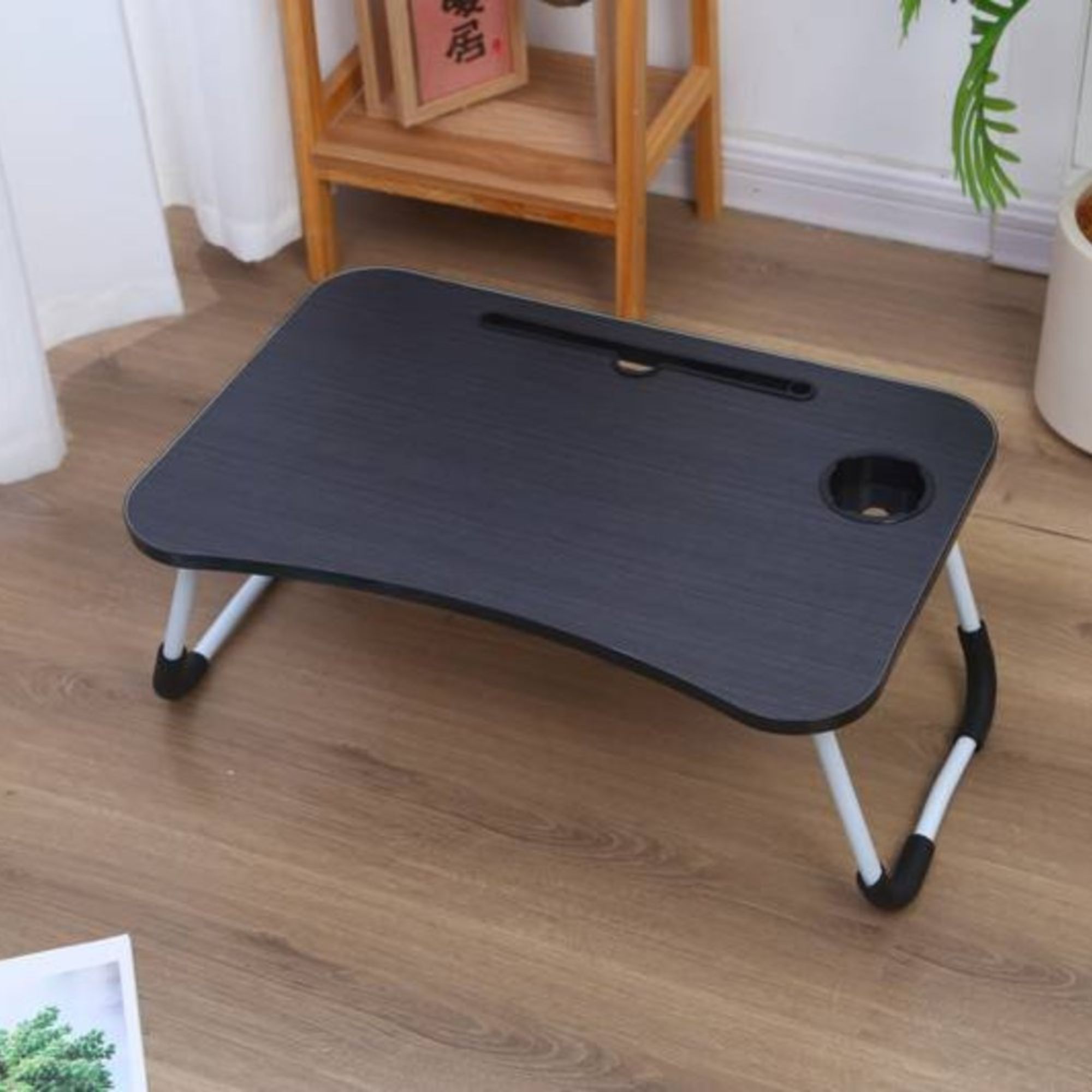 Mesa Dobrável Madeira Portátil para Estudo Notebook Utilidades com Suporte para Copo - Imagem 3