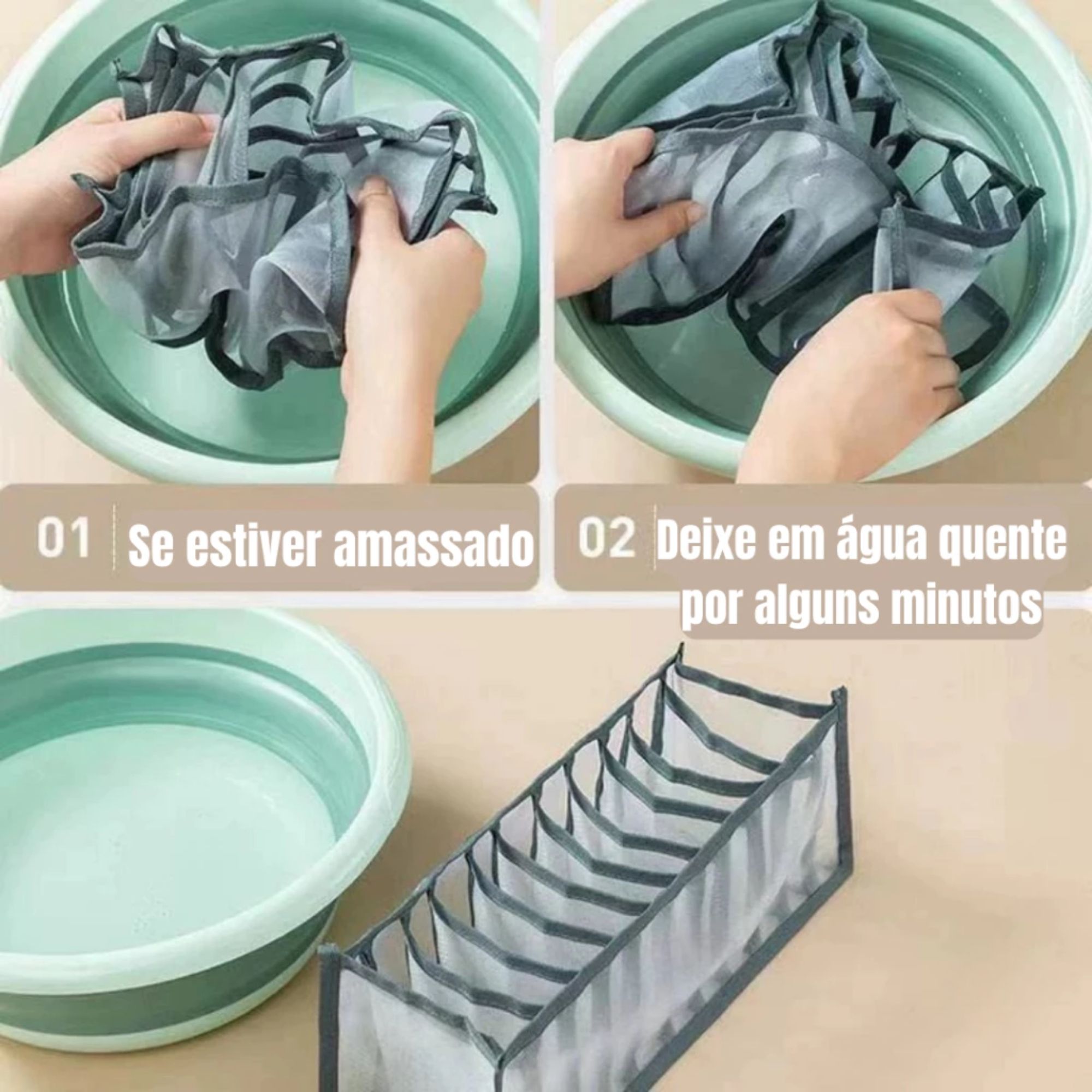 Colmeia Organizadora de Gavetas 7 Divisórias Organizadores para Roupas Íntimas Sutiãs Lenços - Imagem 3