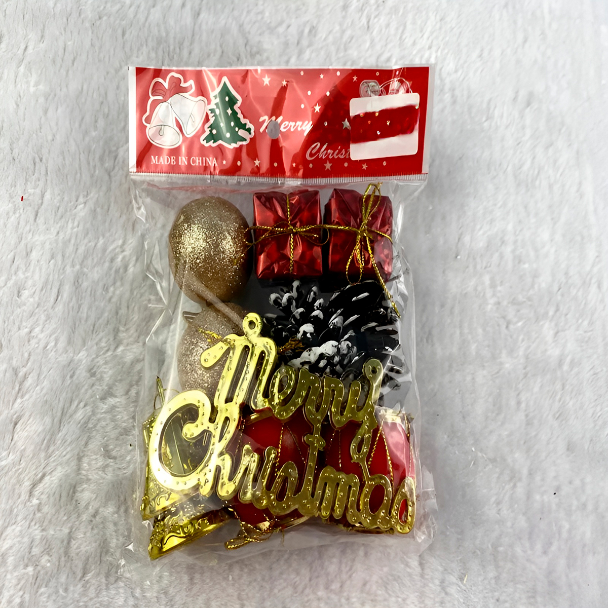 Enfeites Sino Bolinhas Presentes Laço Árvore de Natal Festa - Imagem 3