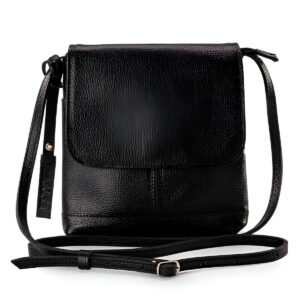 Bolsa de Couro Legítimo Transversal Tiracolo Modelo Jô Modelo:Preto