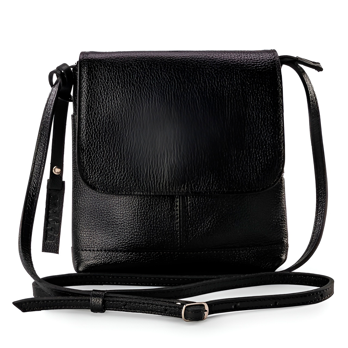 Bolsa de Couro Legítimo Transversal Tiracolo Modelo Jô Modelo:Preto
