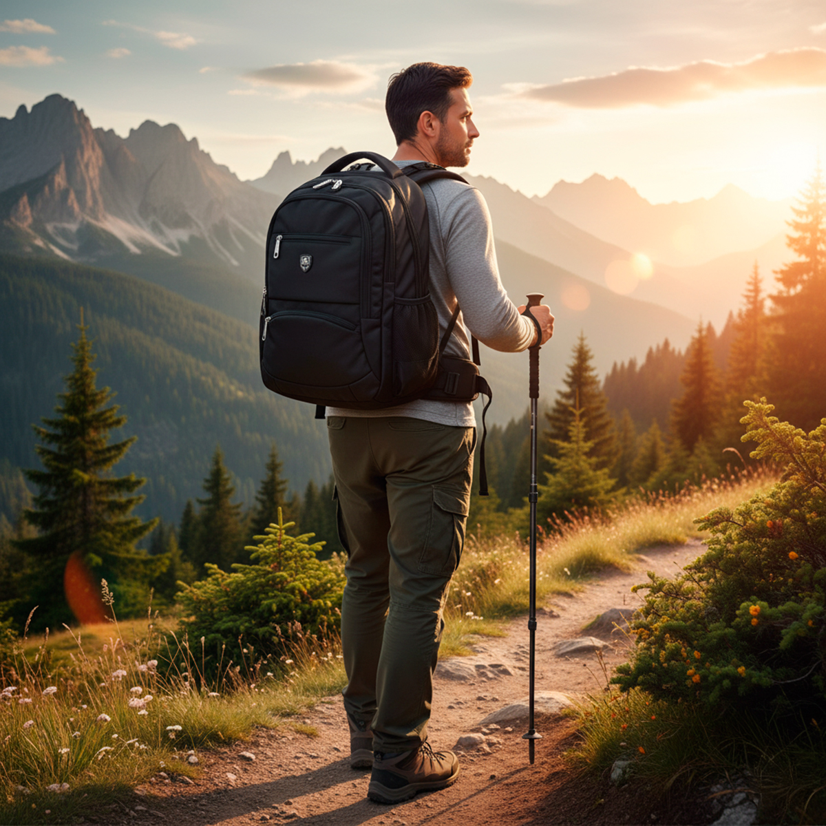 Mochila Masculina Feminina Impermeável Espaçosa Preta - Imagem 3