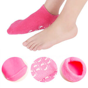 Par Meias Hidratante Gel Silicone Tratamento Suave Macia Reutilizável Cor:Azul