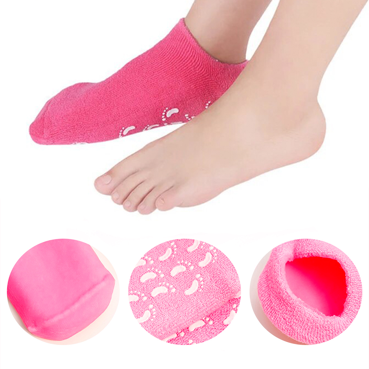 Par Meias Hidratante Gel Silicone Tratamento Suave Macia Reutilizável Cor:Azul