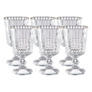 Conjunto 6 Taças de Vinho Vidro Listrado 360ml Bebida Jantar