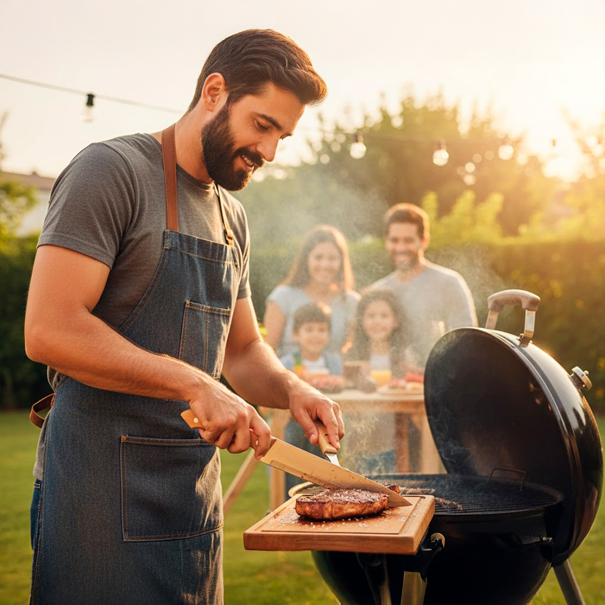 Kit Churrasco 2 Peças Garfo Faca Aço Inox Cabo Madeira - Imagem 2