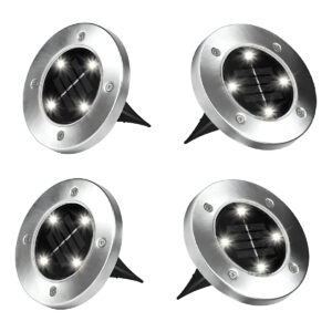 Conjunto 4 Spots de Jardim Iluminação Solar Automáticas Grama