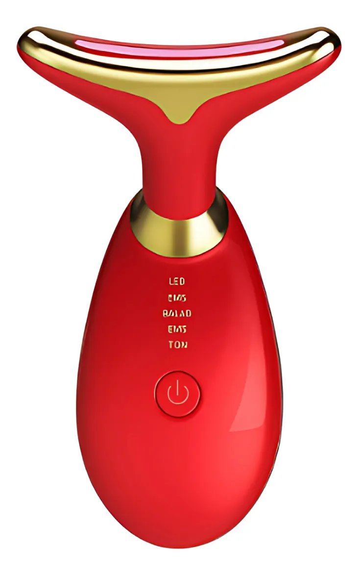 Massageador Facial Elétrico Pescoço Face Firmeza USB Cor:Vermelho