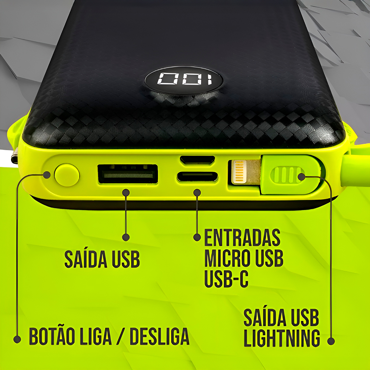 Power Bank 20000 Carregador Portátil Potente 3 em 1 - Imagem 4