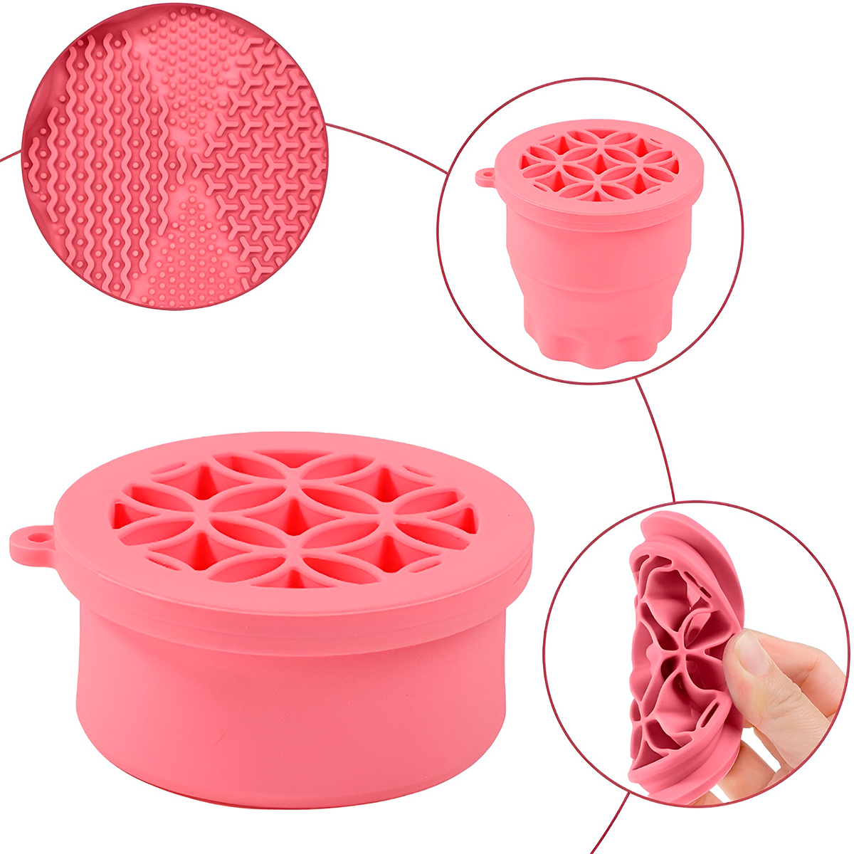Limpador Organizador Pincéis Silicone Retrátil Limpeza Modelo:Rosa - Imagem 7