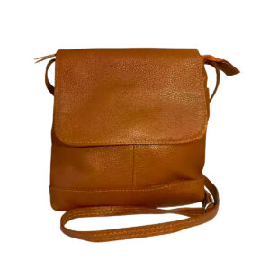 Bolsa de Couro Legítimo Transversal Tiracolo Modelo Jô Modelo:Caramelo