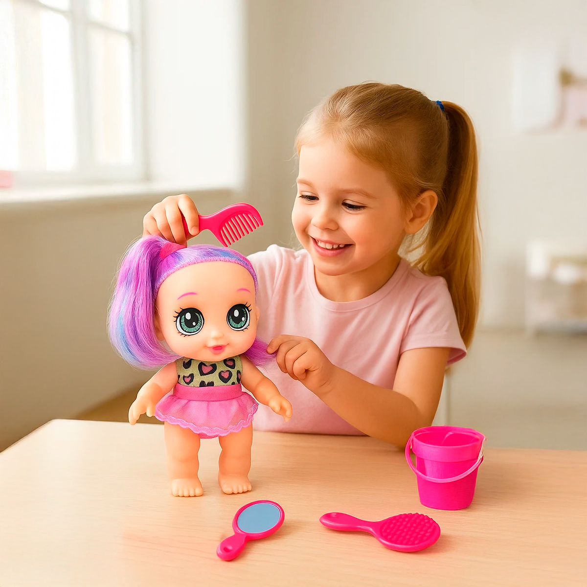 Brinquedo Boneca Fashion Cabelo Colorido Estilosa Diversão - Imagem 2