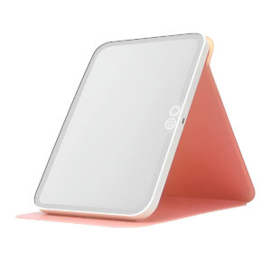 Espelho LED Portátil com Capa Recarregável Touch USB Cor:Rosa