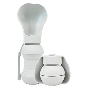 Bebedouro Dobrável para Pets Silicone 300ml Flexível Cor:Branco