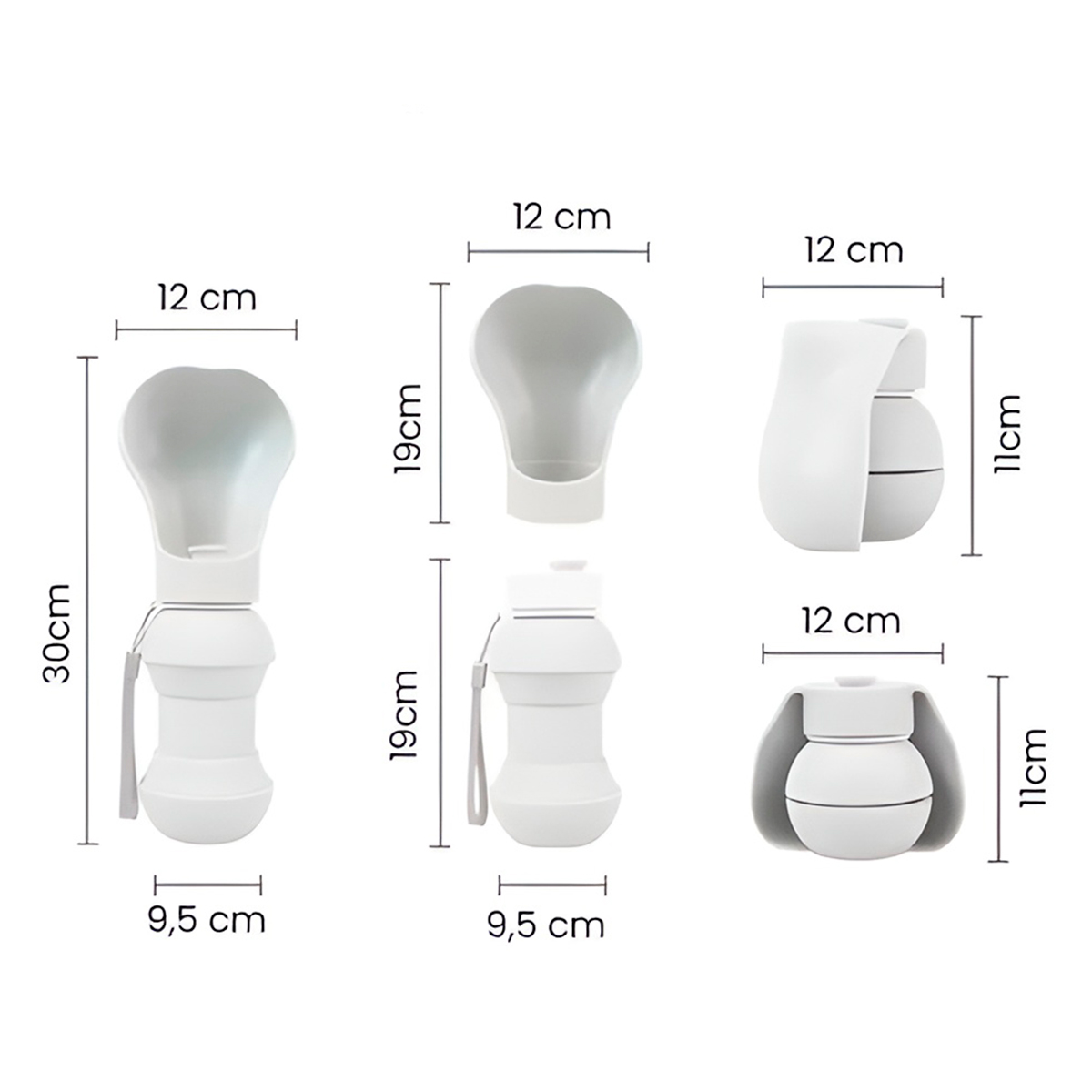 Bebedouro Dobrável para Pets Silicone 300ml Flexível Cor:Branco - Imagem 5